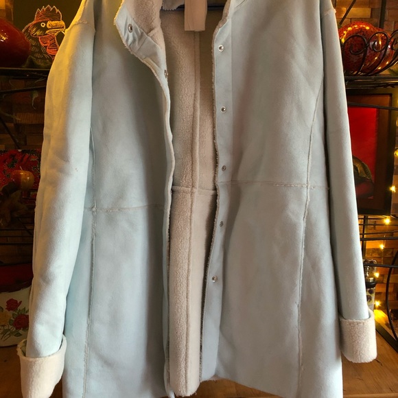 Blue Faux Shearling Coat - Picture 5 of 5